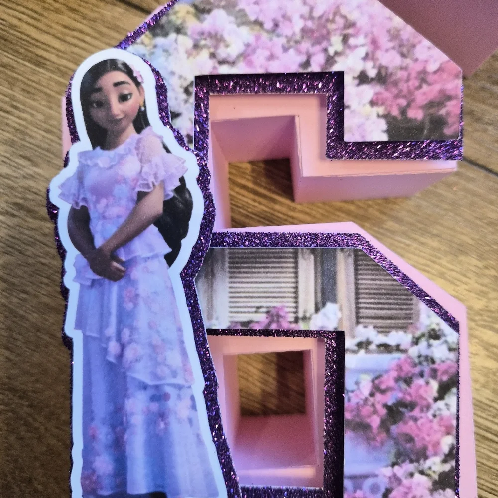 Encanto Isabela Party Decorations Letter Boxes Table Centerpieces & Cupcake Pick